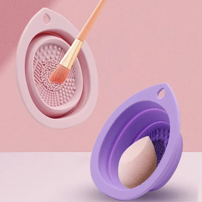 Silicone Makeup Brush Cleaner Folding Powder