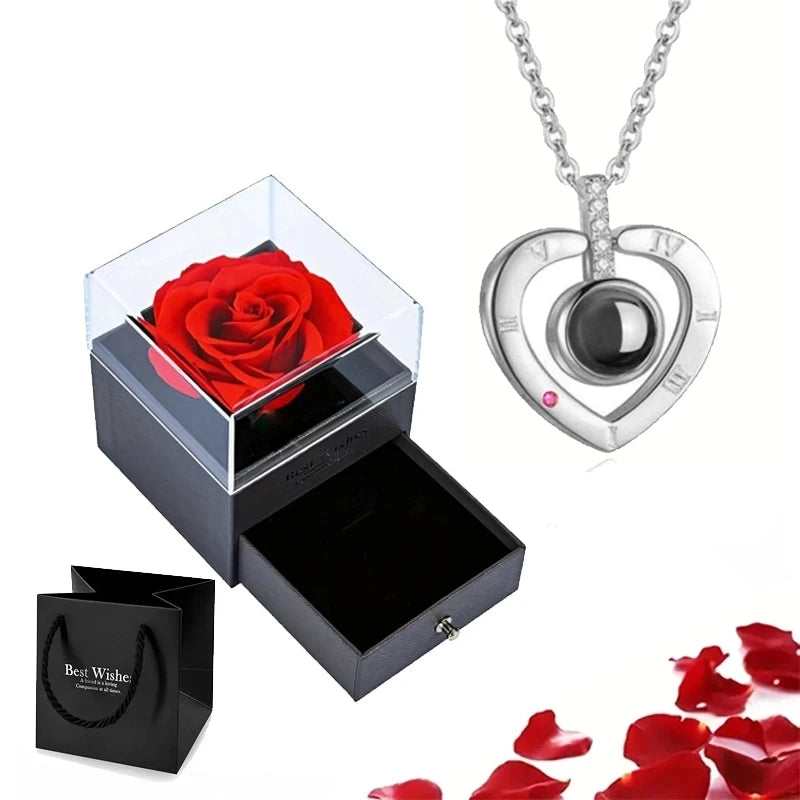 Heart Pendant Jewelry Projection With Rose