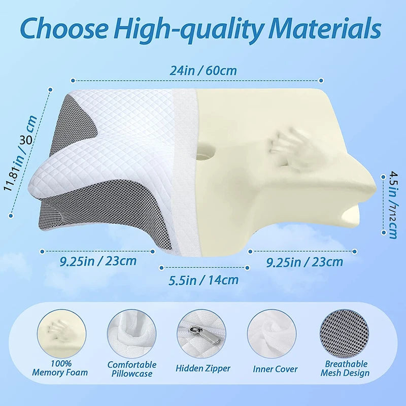 Foam Cervical Pillow, 2 in 1 Ergonomic Contour Orthopedic Pillow for Neck Pain