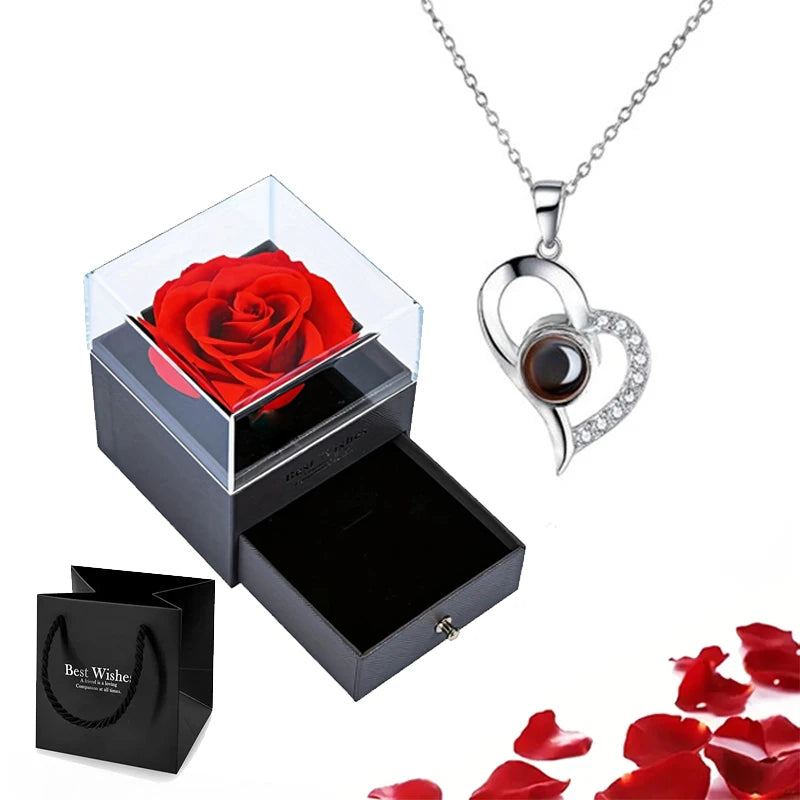 Heart Pendant Jewelry Projection With Rose