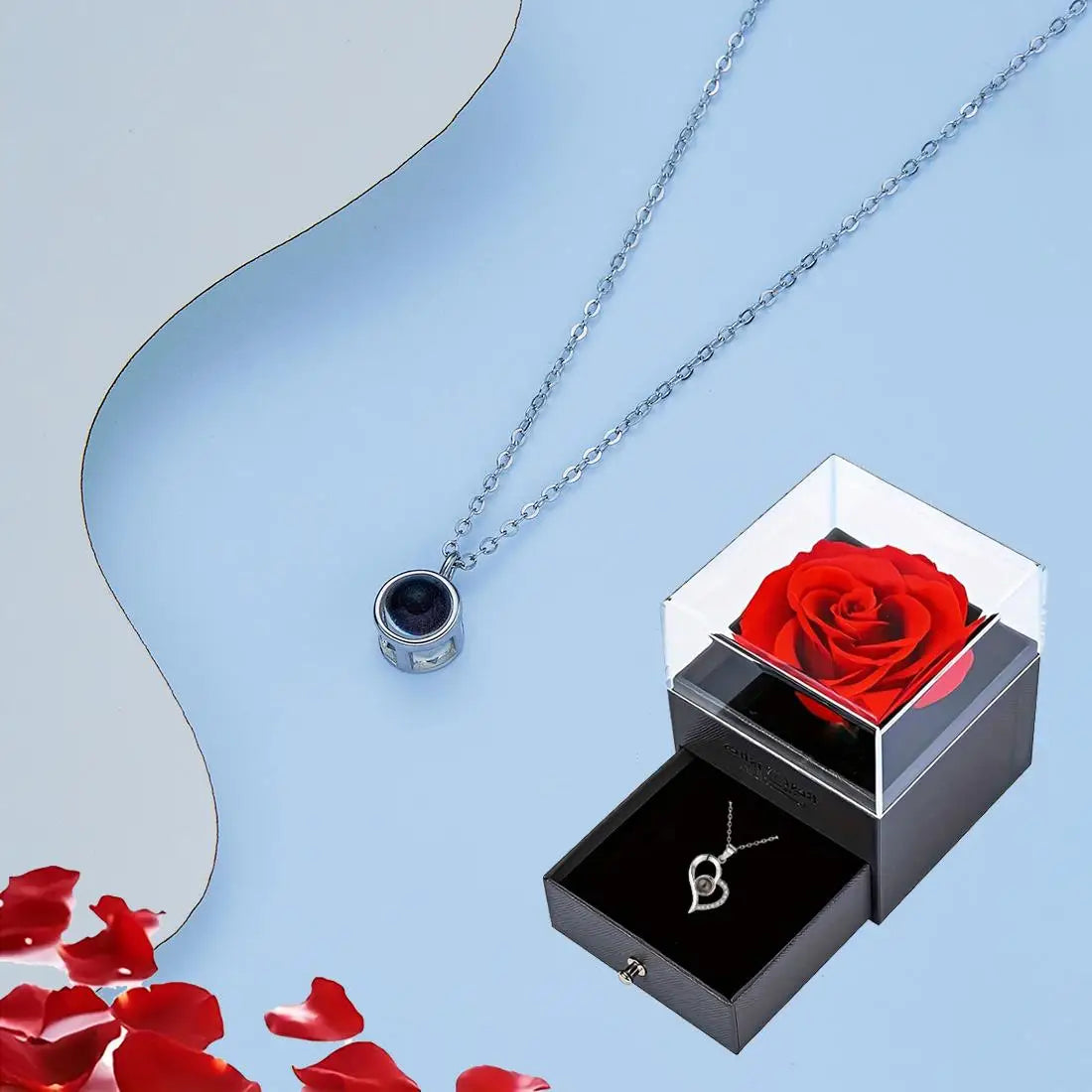 Heart Pendant Jewelry Projection With Rose