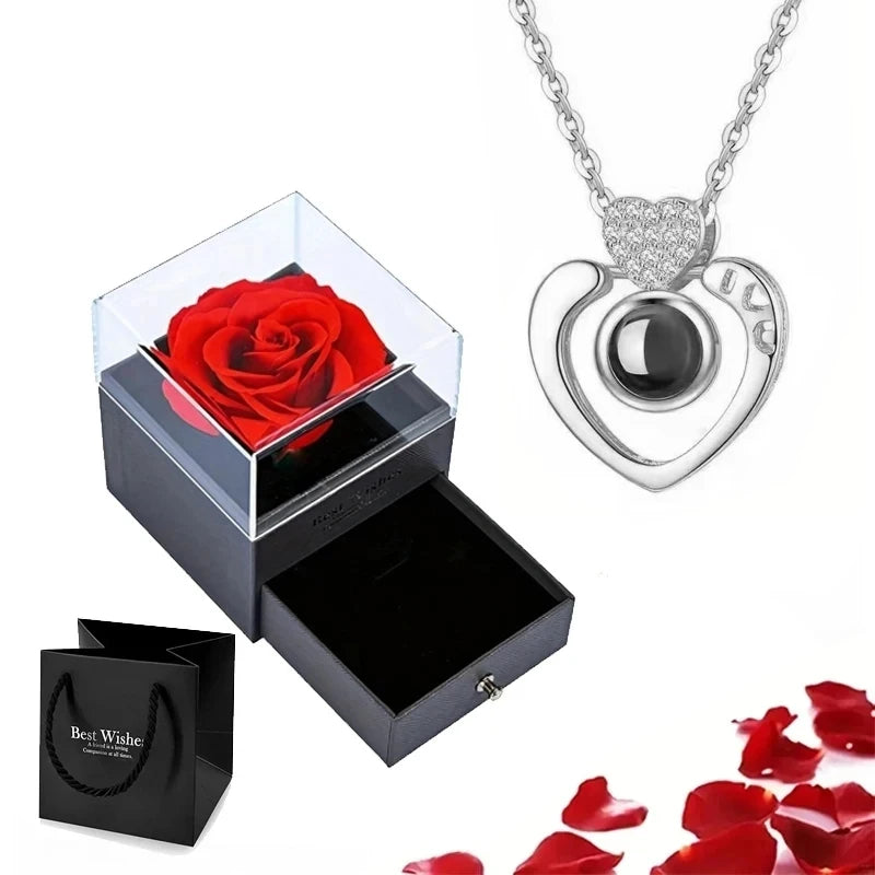 Heart Pendant Jewelry Projection With Rose