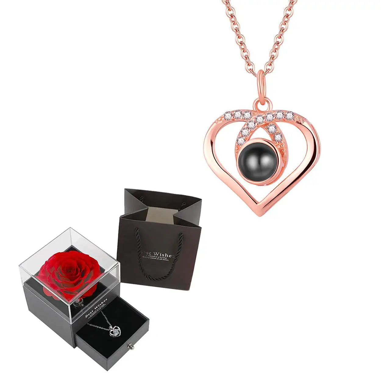 Heart Pendant Jewelry Projection With Rose