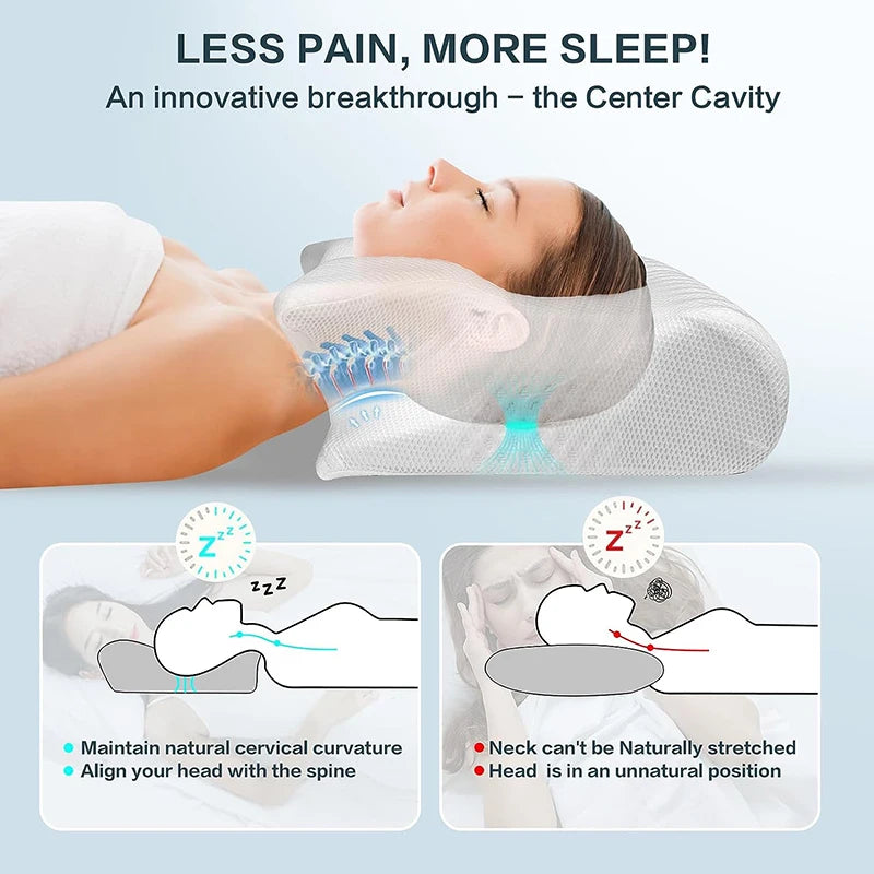 Foam Cervical Pillow, 2 in 1 Ergonomic Contour Orthopedic Pillow for Neck Pain