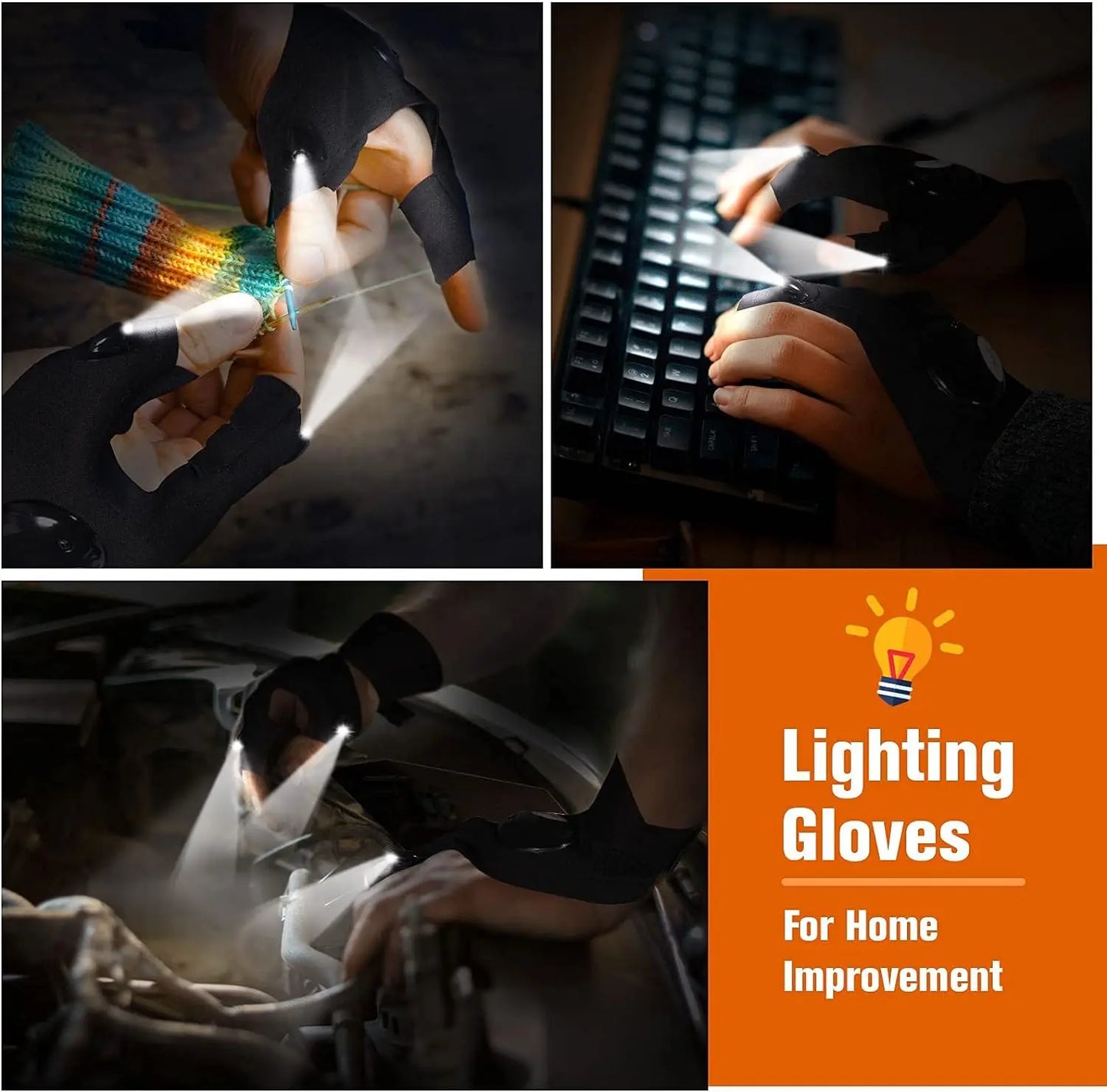 LED Half Finger Glove Waterproof