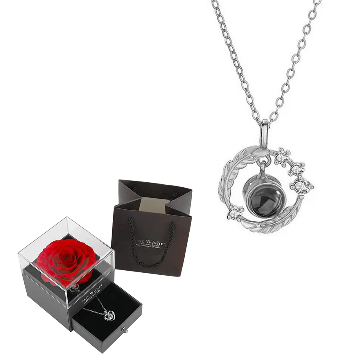 Heart Pendant Jewelry Projection With Rose