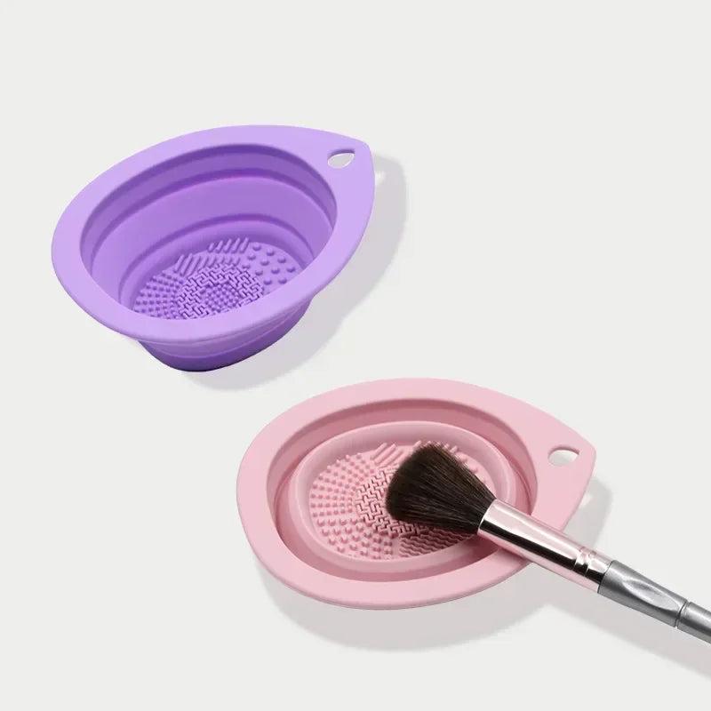 Silicone Makeup Brush Cleaner Folding Powder