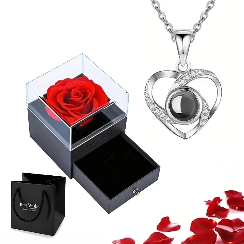 Heart Pendant Jewelry Projection With Rose