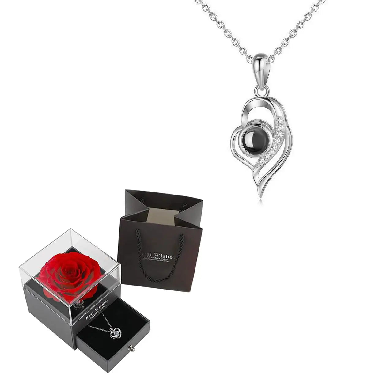 Heart Pendant Jewelry Projection With Rose