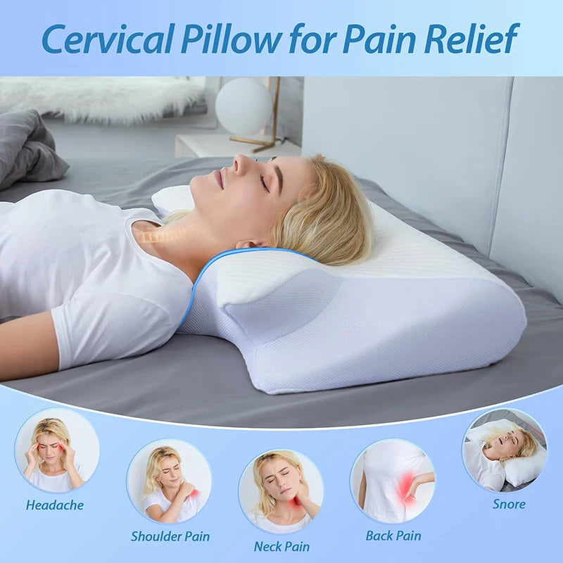 Foam Cervical Pillow, 2 in 1 Ergonomic Contour Orthopedic Pillow for Neck Pain